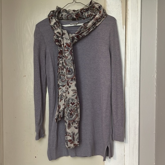 Loft lavender colored sweater shirt dress with matching scarf XS - Picture 2 of 4